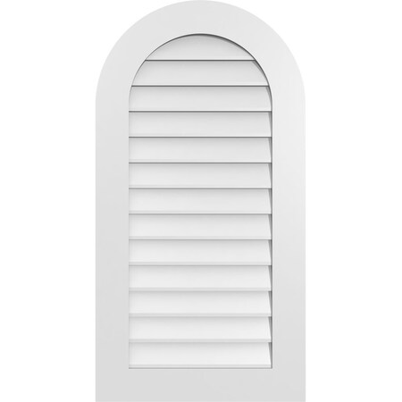 Ekena Millwork Round Top Surface Mount PVC Gable Vent: Non-Functional, w/ 3-1/2"W x 1"P Standard Frame, 22"W x 42"H GVPRT22X4201SN